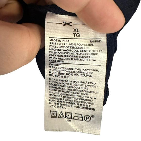 Banana Republic Navy Sheer Embroidered Blouse Womens XL - Picture 2 of 3